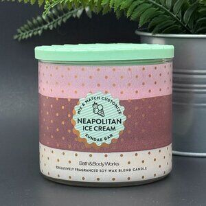 BBW Neapolitan Ice Cream Bath & Body Works 3 Wick Candle